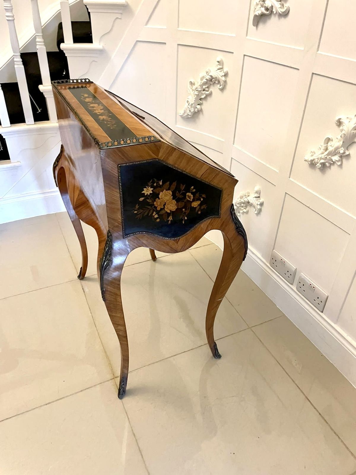 Antique 19th Century Quality Satinwood Freestanding Marquetry Inlaid French Bureau photo Furniture