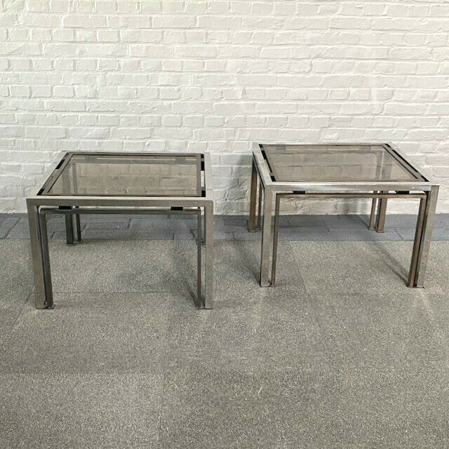 photo furniture Pair Of Romeo Rega Chrome & Brass Side Tables