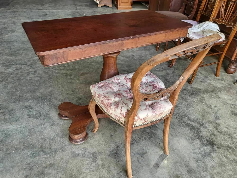 Antique Victorian Adjustable Height Pedestal Desk Work Console Table Quad Base photo vintage
