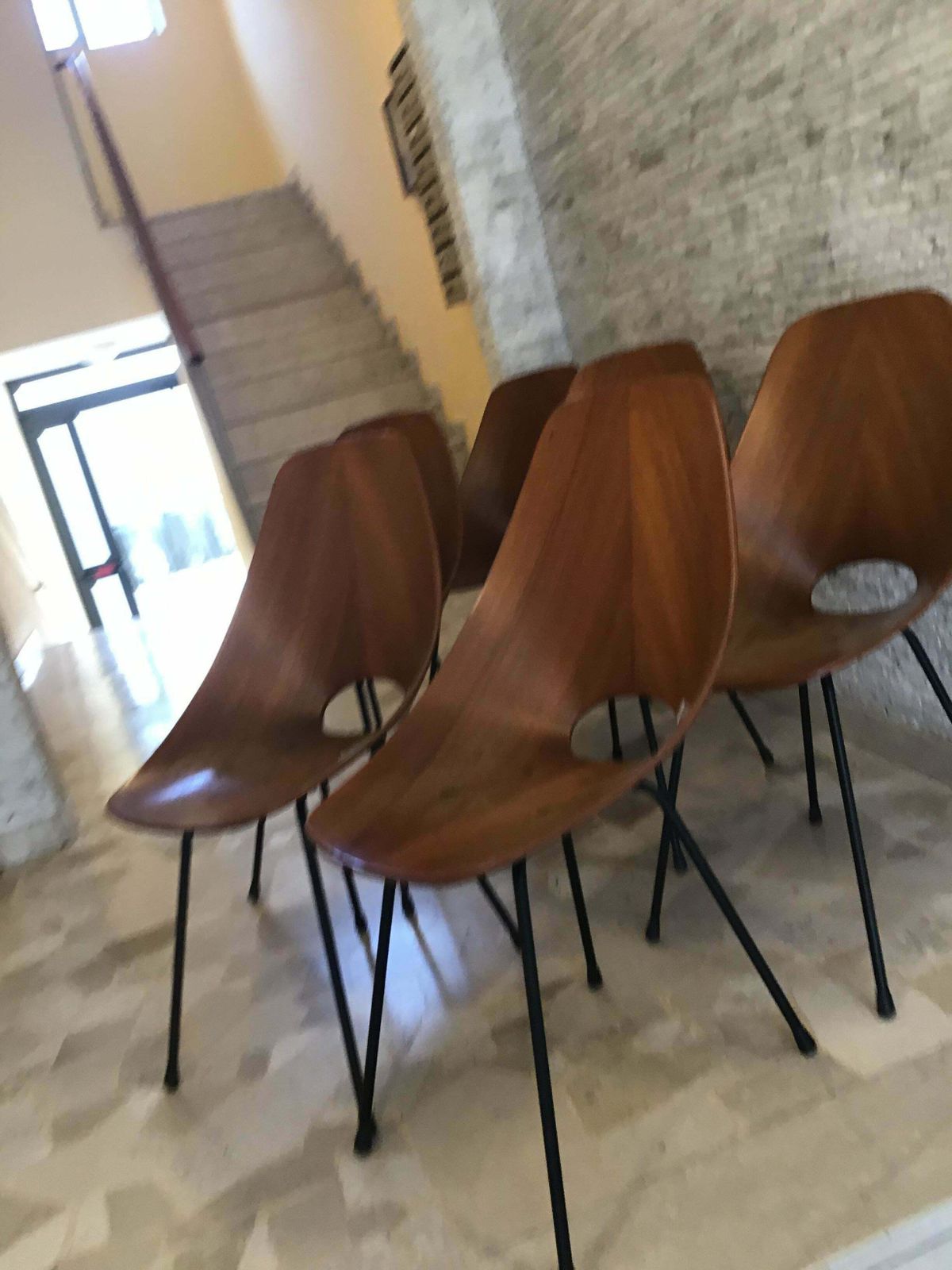 Medea N 6 Chairs "F.Lli Tagliabue " Brass Iron Wood 1950 Italy photo Furniture