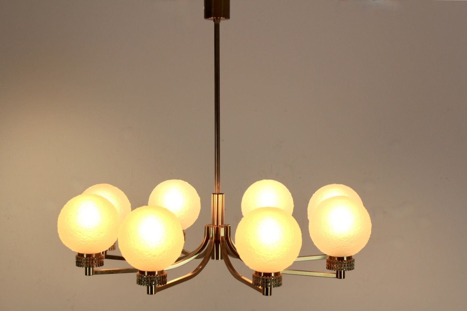 French Brass And Frozen Glass Chandelier photo furniture