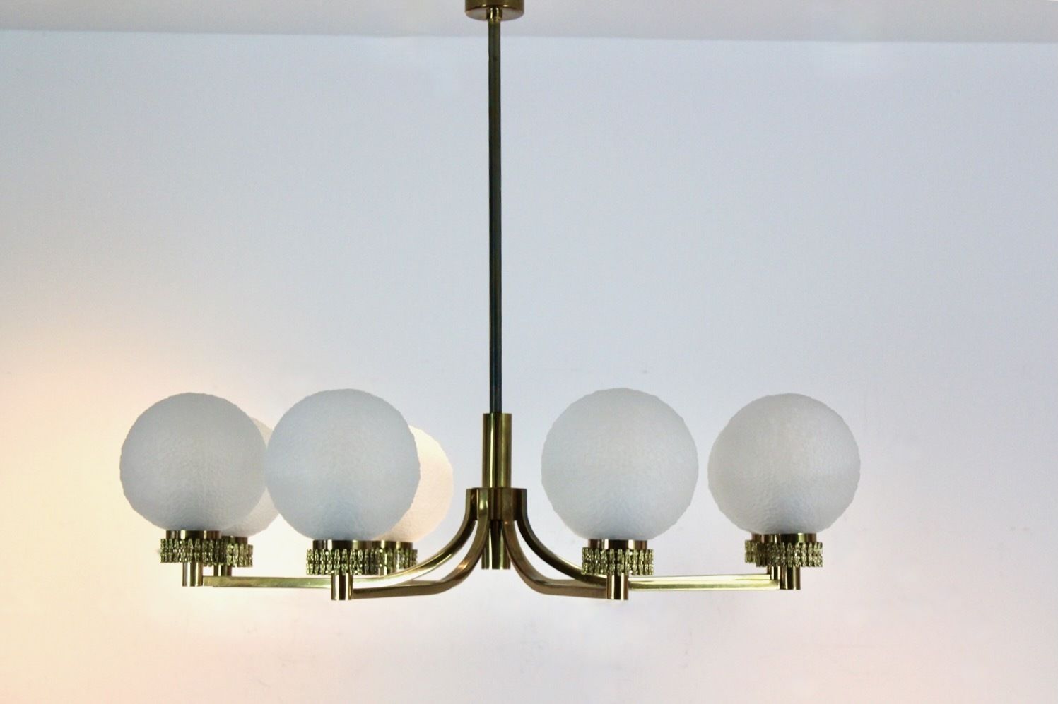 photo furniture French Brass And Frozen Glass Chandelier