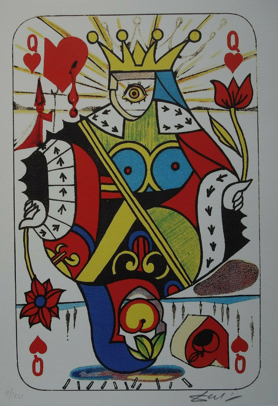 Fine Surrealist Limited Edition Print, Surreal Playing Cards   Queen, Salvador Dali, Signed & Numbered In Pencil