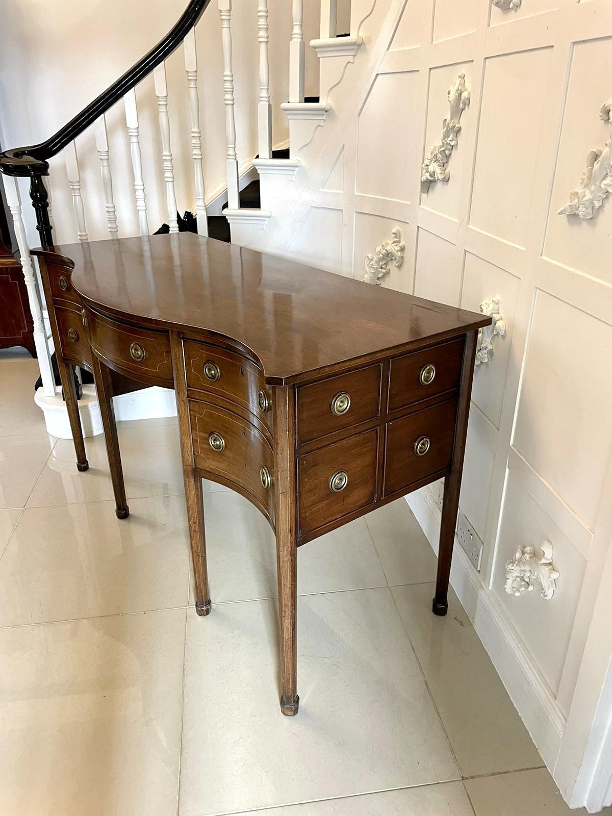 Unusual Antique George III Quality Mahogany Serpentine Shaped Sideboard photo furniture