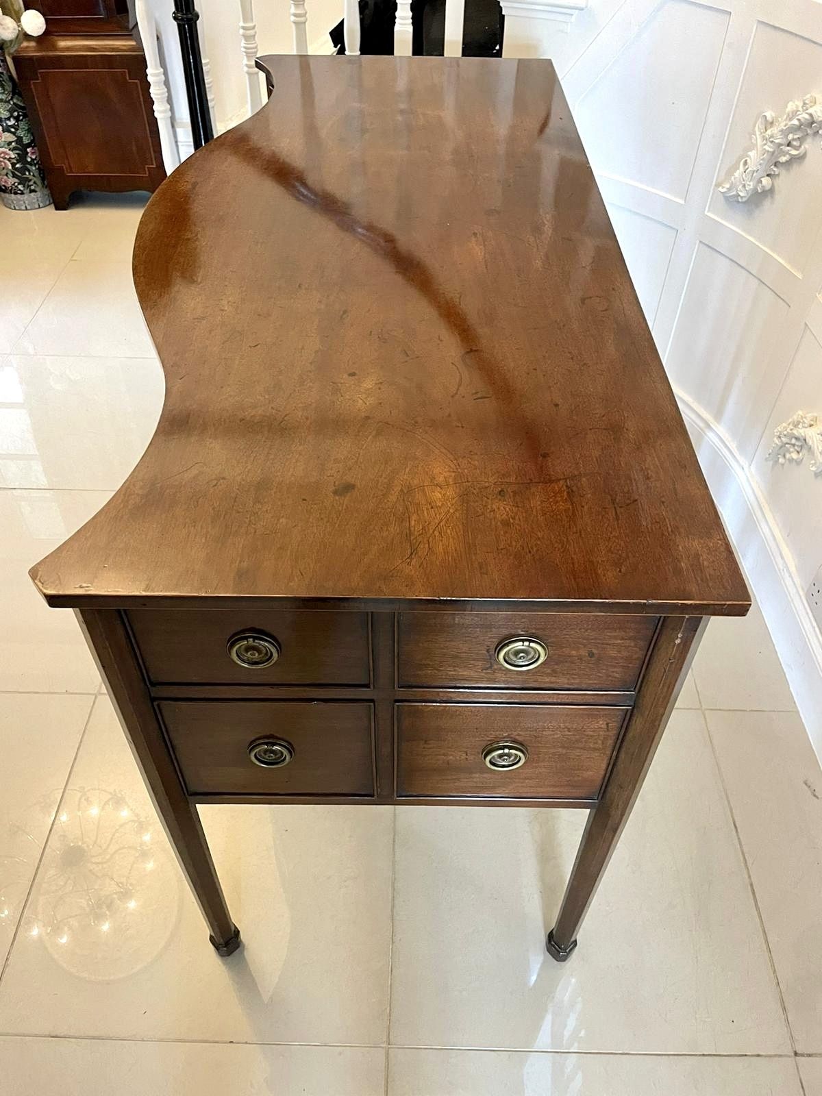 Unusual Antique George III Quality Mahogany Serpentine Shaped Sideboard photo Furniture
