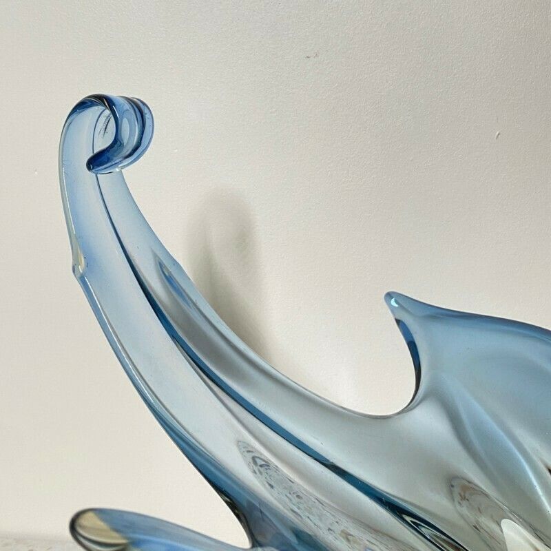 Large Murano Center Bowl In Blue And Amber Sommerso Technique photo 96.0