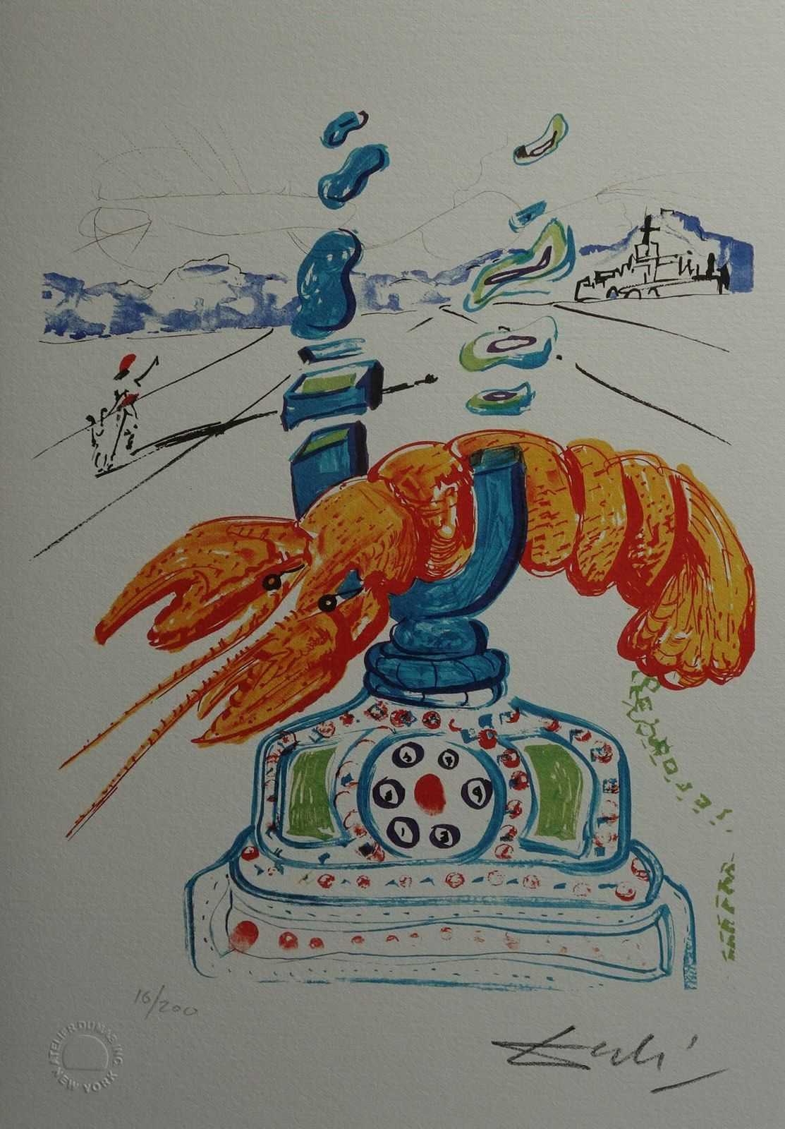Fine Surrealist Limited Edition Print, Lobster Telephone, Salvador Dali, Signed & Numbered In Pencil