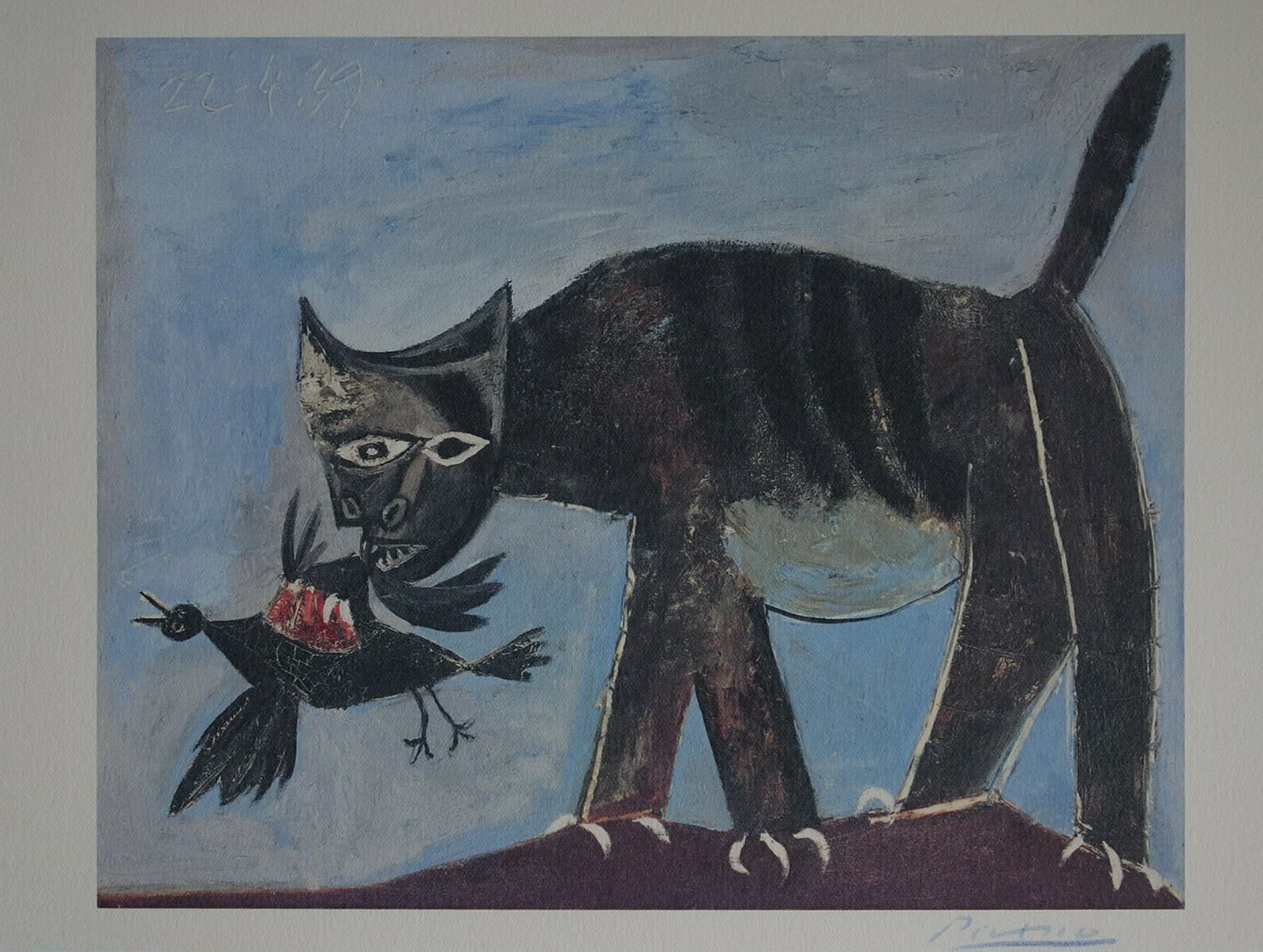 Fine Cubist Edition Print   Cat, Pablo Picasso, Signed & Stamped photo vintage