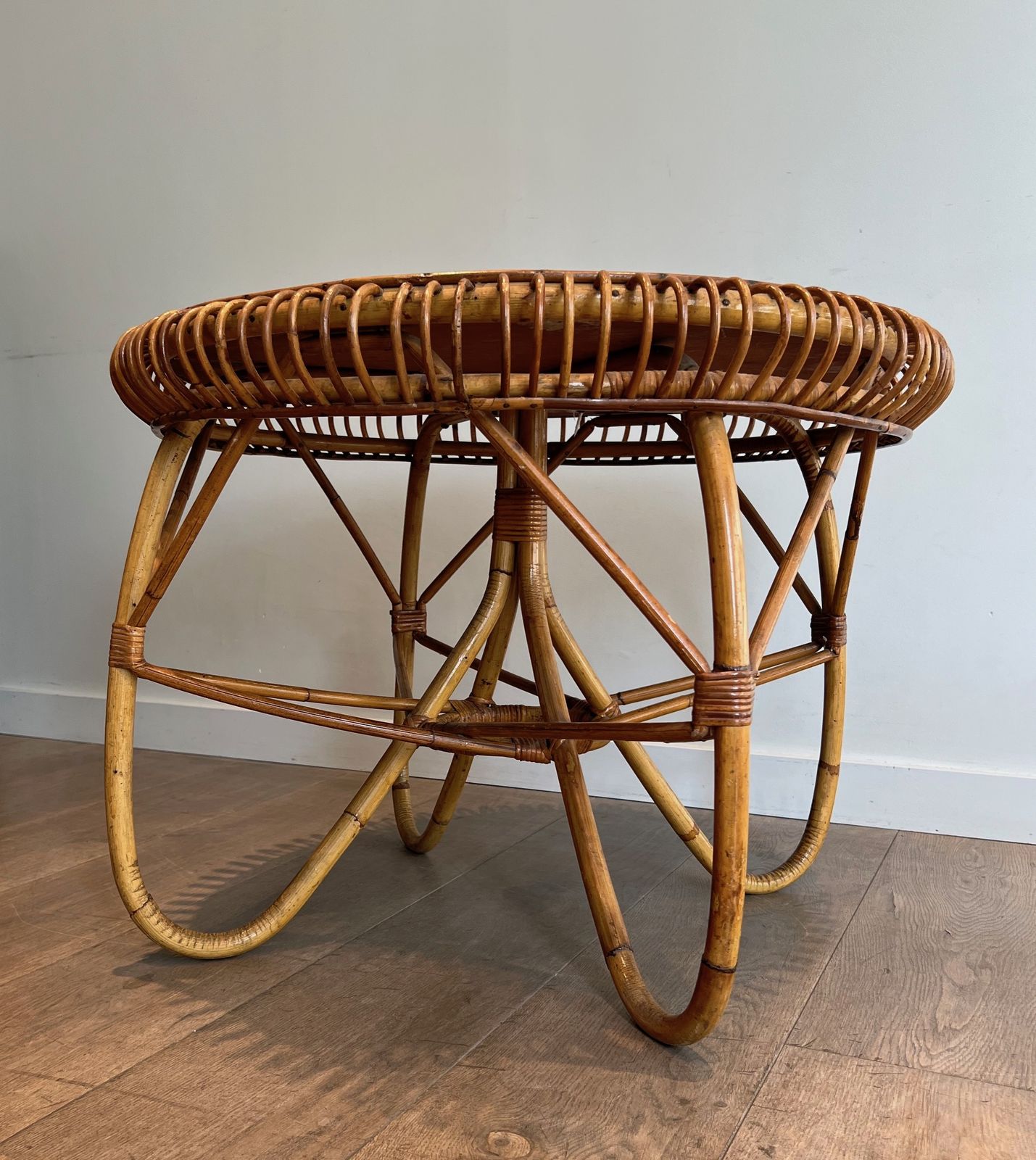 photo buy Round Rattan Coffee Table In The Taste Of Franco Albini