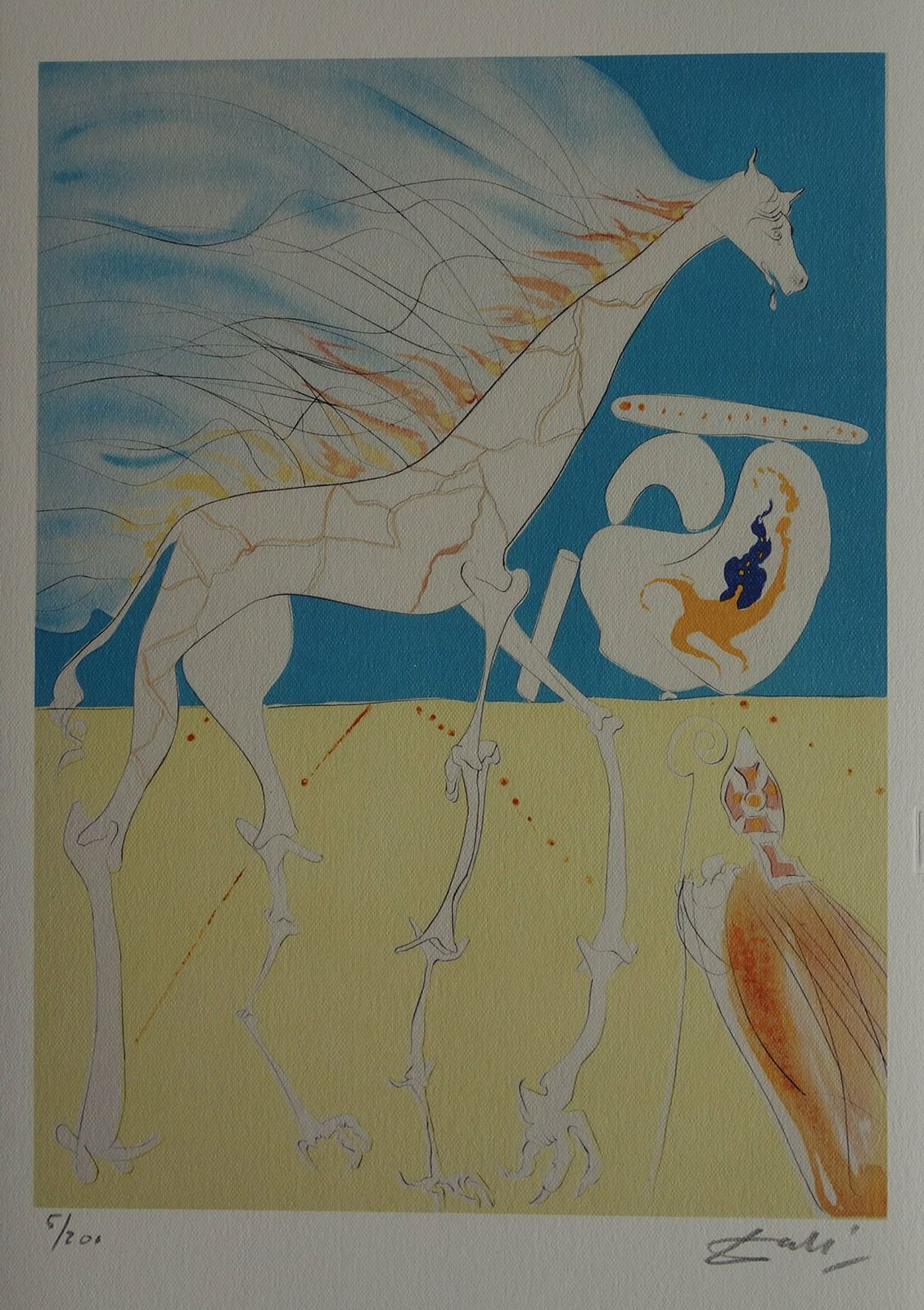 Fine Surrealist Limited Edition Print   Burning Giraffe, Salvador Dali, Signed & Numbered In Pencil photo buy