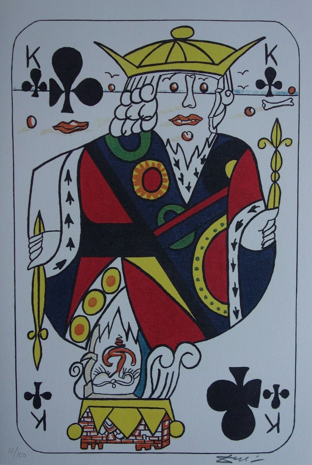 Fine Surrealist Limited Edition Print, Surreal Playing Cards   King   Clubs, Salvador Dali, Signed & Numbered In Pencil