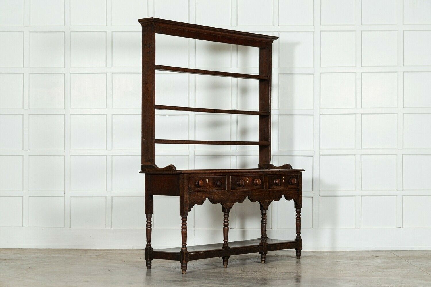 18thc English George II Oak Potboard Dresser photo for sale