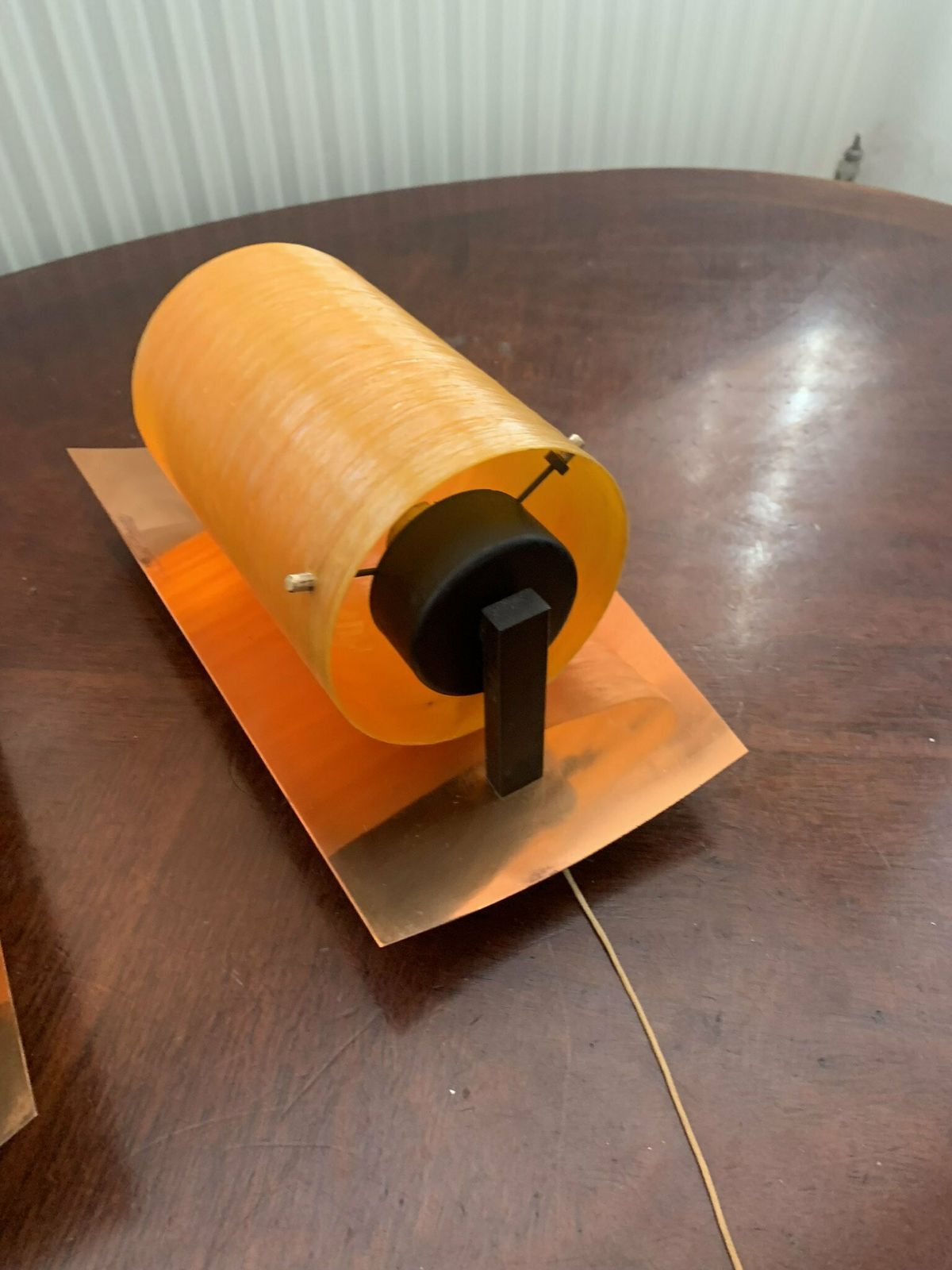 Pair Of Orange Super Scarce Iconic Vintage Retro Copper & Spun Fibreglass 60s Wall Lights Mcm photo 475.0