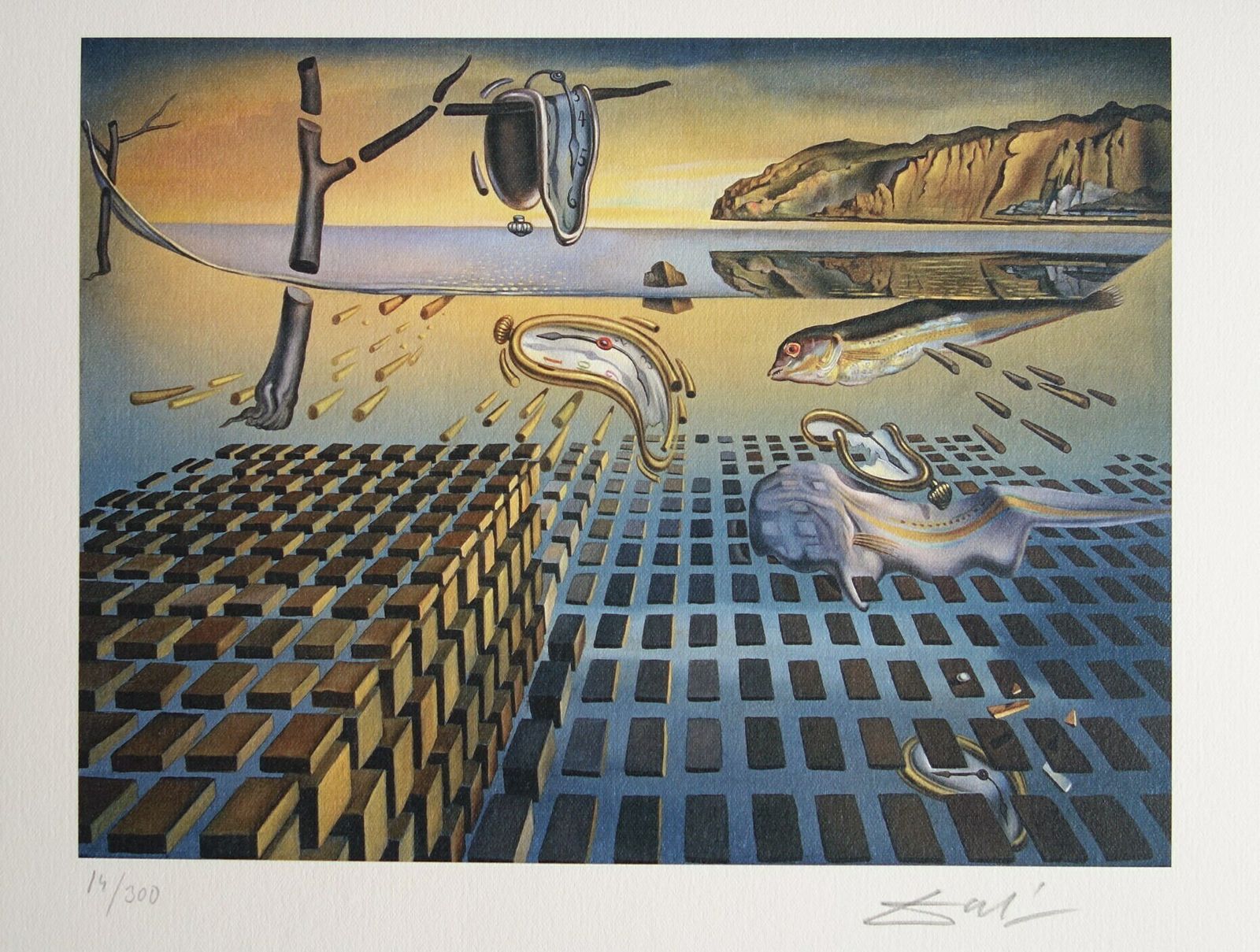 Fine Surrealist Limited Edition Print, Soft Watch, Salvador Dali, Signed & Numbered In Pencil photo vintage