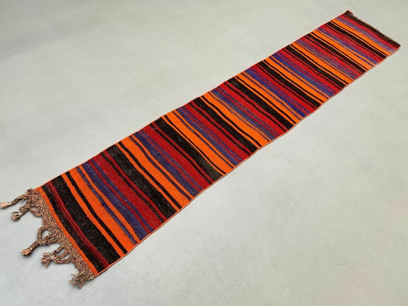 Old Turkish Narrow Kilim Runner 280x54 Cm Shabby Chic, Vintage Kelim photo Textiles