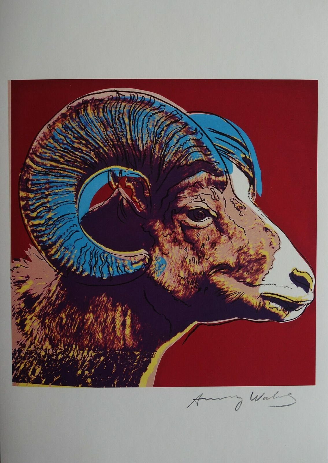 Fine Pop Art Limited Edition Print   Animal Series   Bighorn Ram, Andy Warhol, Signed & Numbered