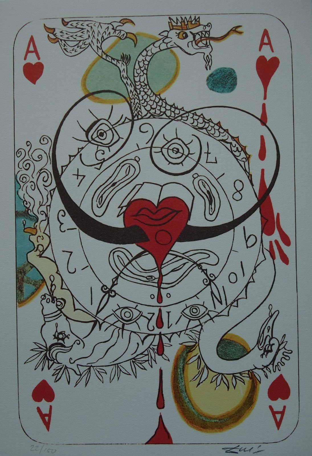 photo for sale Fine Surrealist Limited Edition Print, Surreal Playing Cards   Ace, Salvador Dali, Signed & Numbered In Pencil