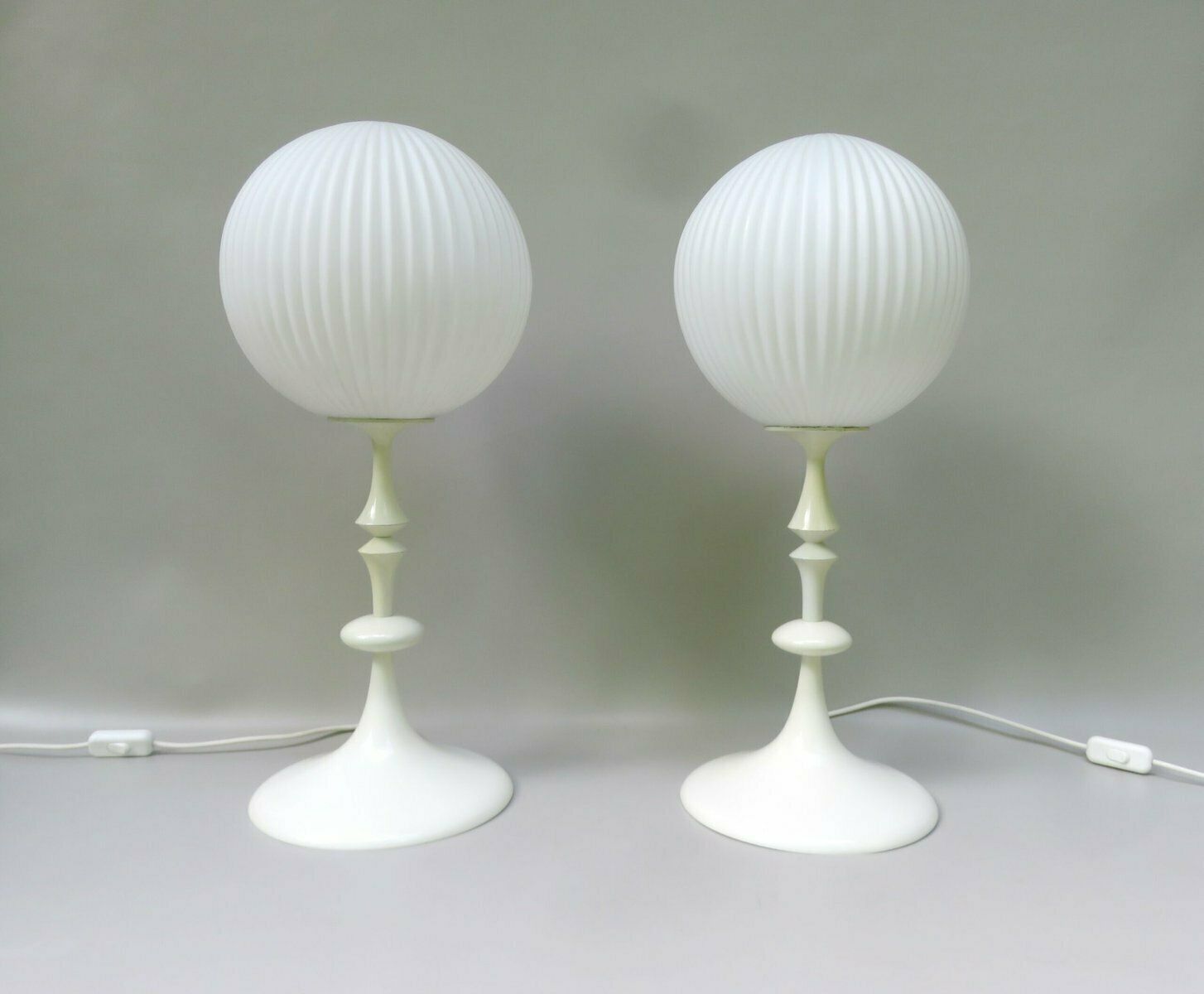 Large Space Age Table Lamps In Tempe Wood Aluminum And Glass From Temde 1970s Set Of 2