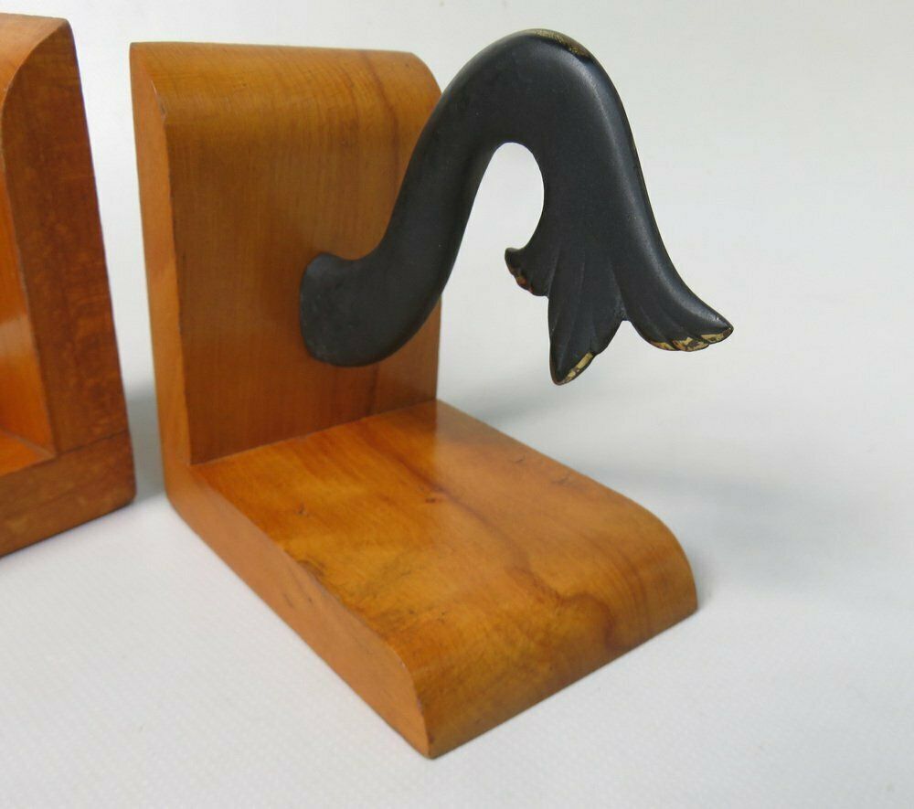 photo furniture Fish Bookends In Bronze Black And Teak In The Style Of Walter Bosse 1950s Set Of 2