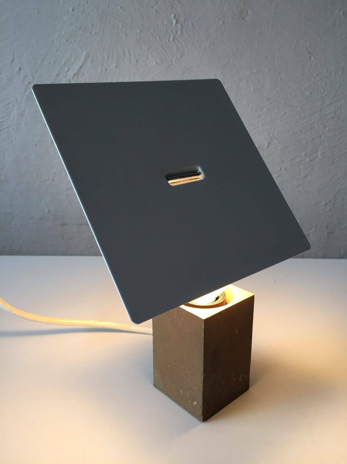Arteluce Italy Model 610 Table Lamp   Stone Base   Metal Square Lampshade   70s Italian Design By Antonio Macchi Cassia photo 1805.0