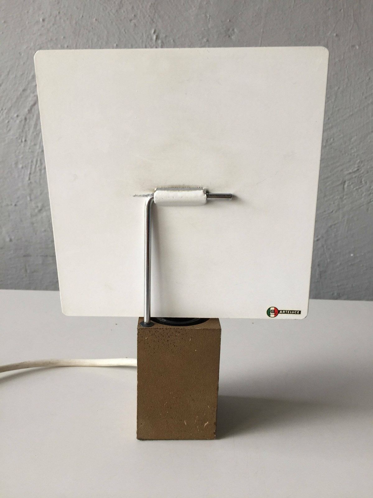 photo furniture Arteluce Italy Model 610 Table Lamp   Stone Base   Metal Square Lampshade   70s Italian Design By Antonio Macchi Cassia