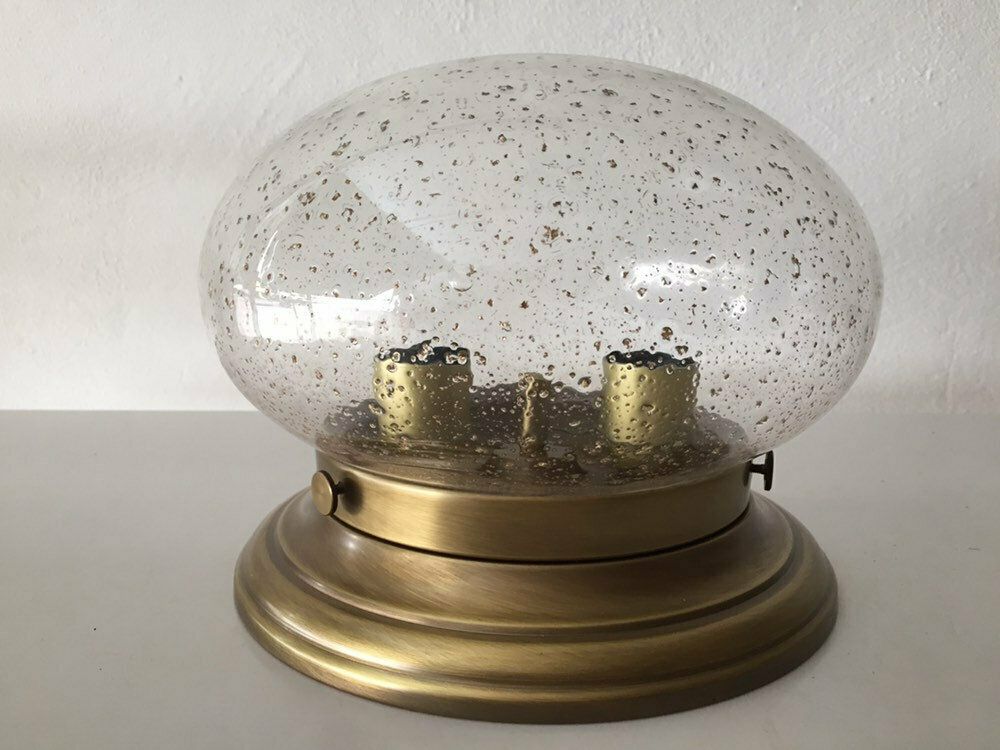 Single Hillebrand Elegant Sconce   Bubbled Glass Lampshade  Copper Base   Flush Mount Wall Lamps  1970s Germany photo furniture
