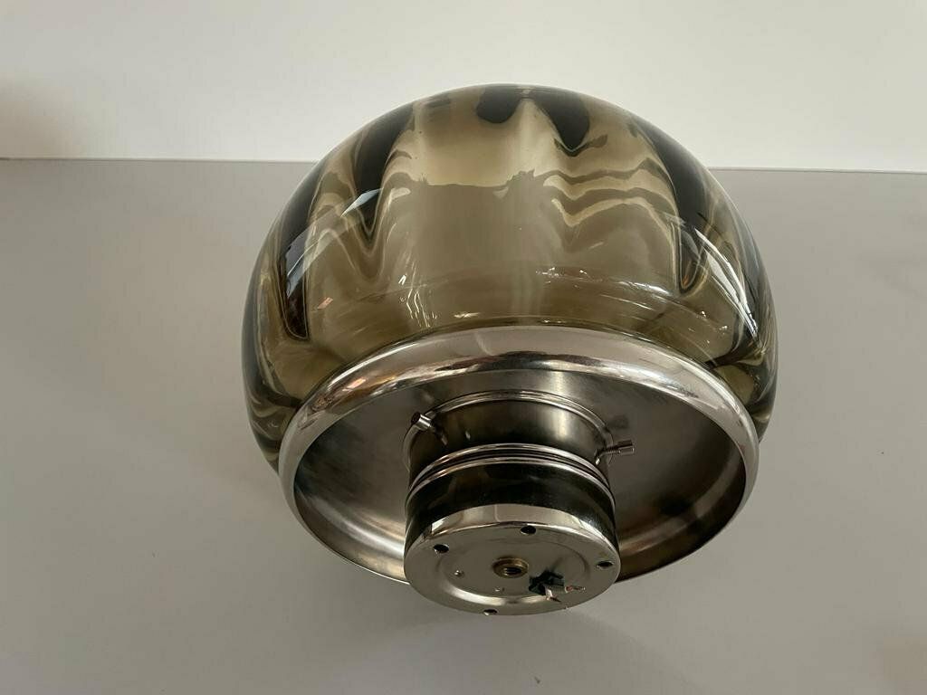 N Leuchten Wonderful Chrome And Smoked Glass Flush Mount Light, 1960s, Germany photo 536.0