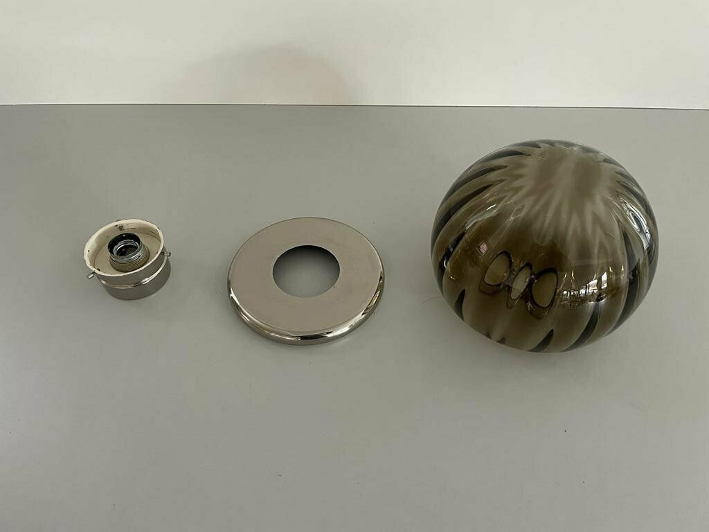 N Leuchten Wonderful Chrome And Smoked Glass Flush Mount Light, 1960s, Germany photo buy