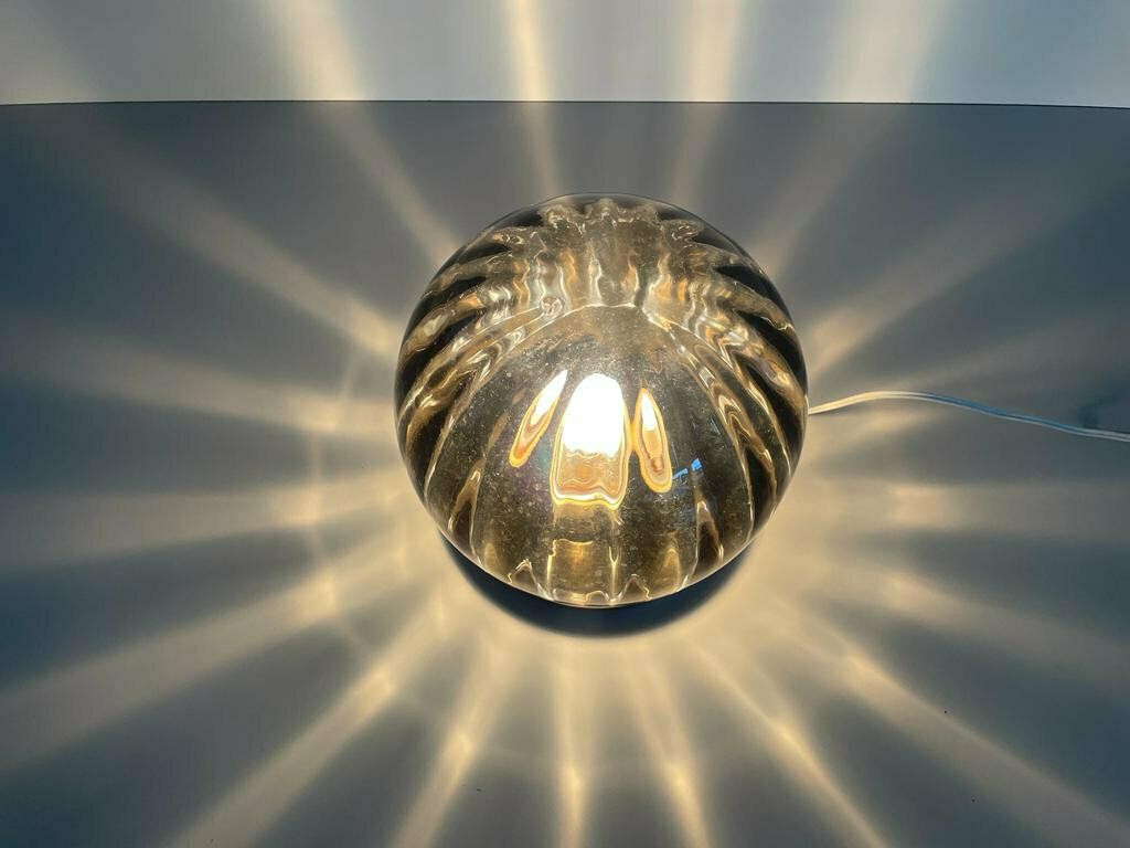 N Leuchten Wonderful Chrome And Smoked Glass Flush Mount Light, 1960s, Germany photo vintage