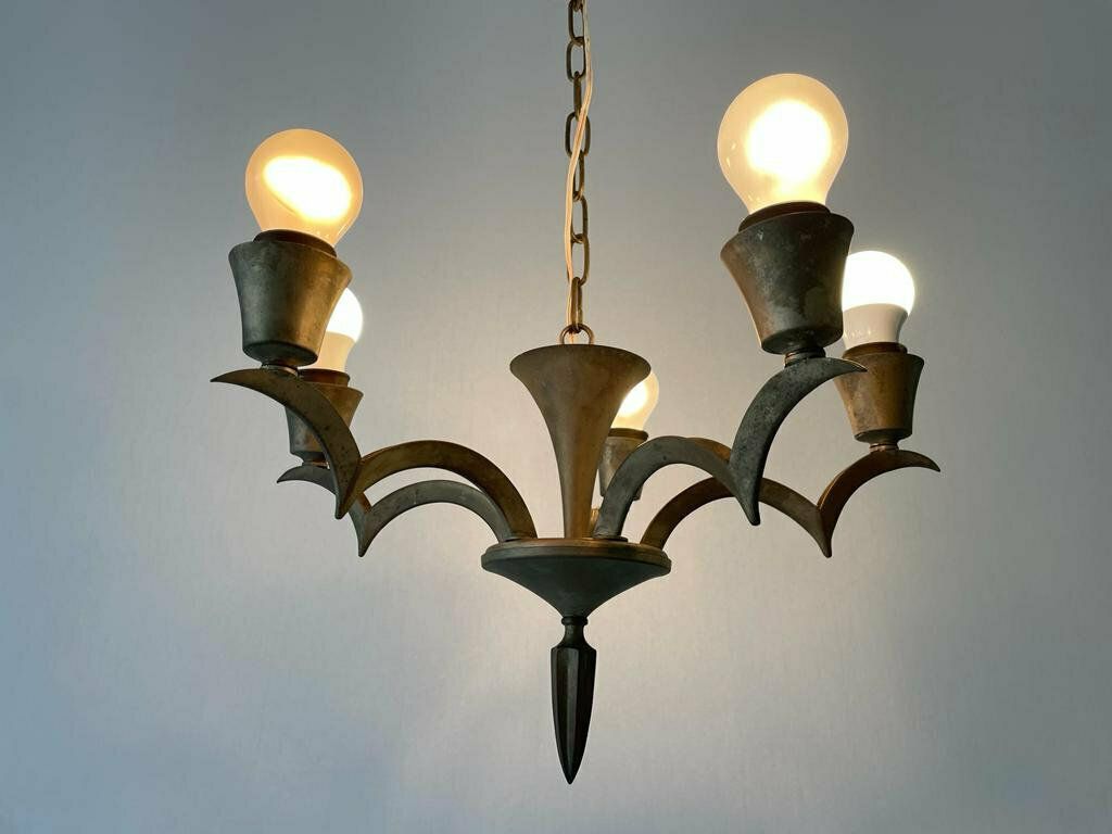Unusual Arc Shaped 5 Armed Sputnik Chandelier, 40s/50s, France photo 1466.0