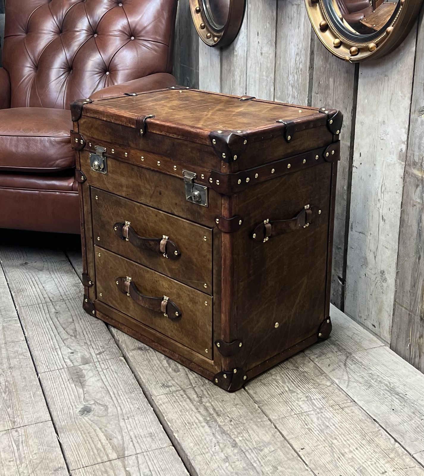 Luxury Leather End Table, 2010s photo buy