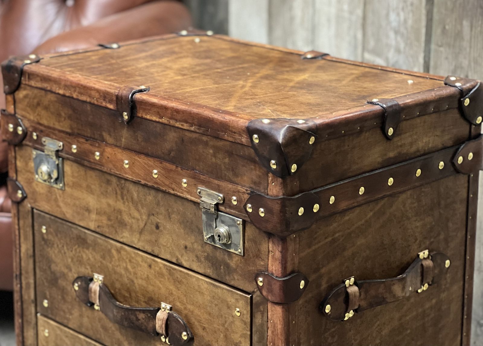 Luxury Leather End Table, 2010s photo vintage