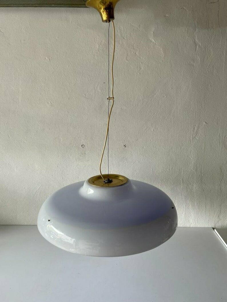 photo for sale Italian Ufo Design Blue & White Plexiglass Xxl Pendant Lamp, 1970s, Italy