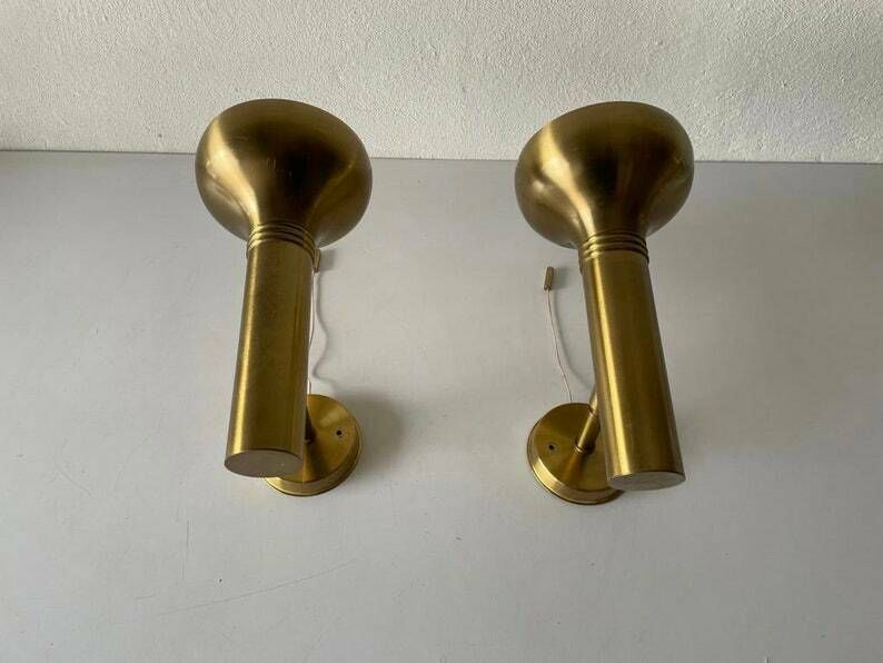 Rare Space Age Gold Metal Pair Of Sconces By Cosack, 1970s, Germany photo vinterior