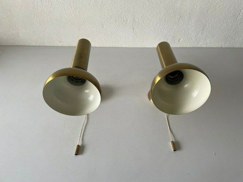 Rare Space Age Gold Metal Pair Of Sconces By Cosack, 1970s, Germany photo vintage