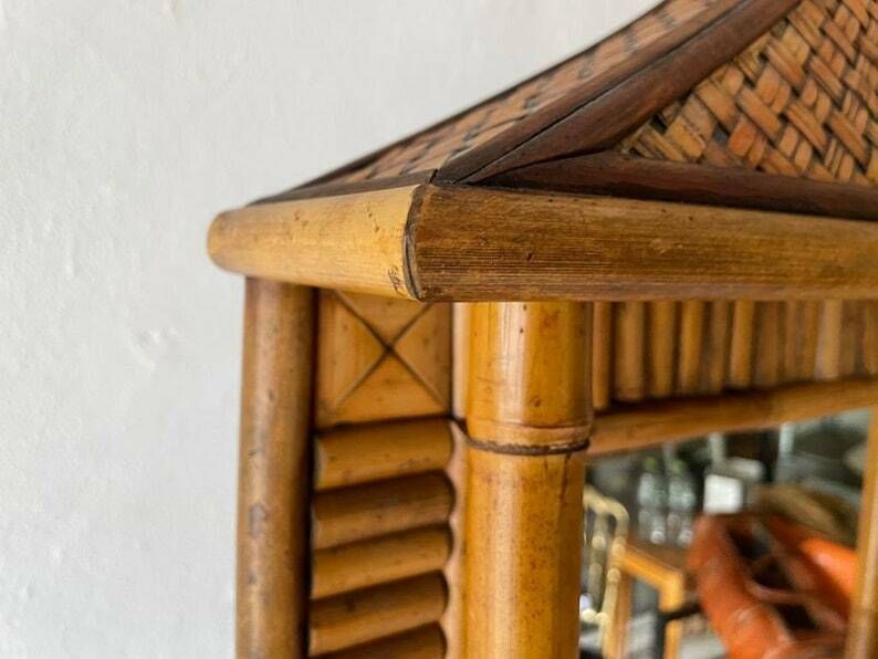 Beautifully Hand Crafted Bamboo Xl Wall Mirror With 2 Drawers, 1960s photo vinterior