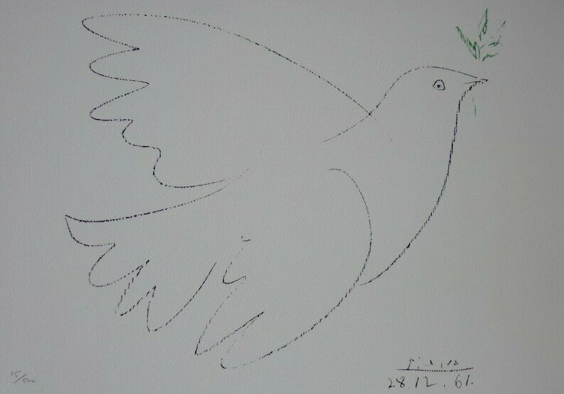 photo for sale Rare Beautiful Limited Cubist Print   Dove, Pablo Picasso, Signed & Stamped