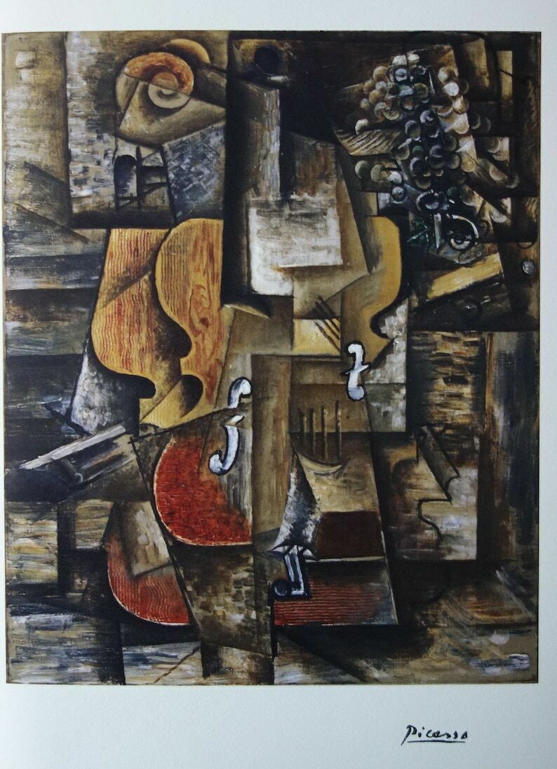 Rare Beautiful Cubist Print – Still Life, Pablo Picasso, Signed & Stamped