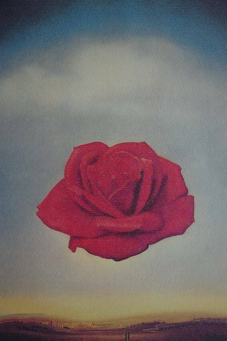 Fine Surrealist Edition Print, Rose, Salvador Dali, Signed & Stamped photo furniture