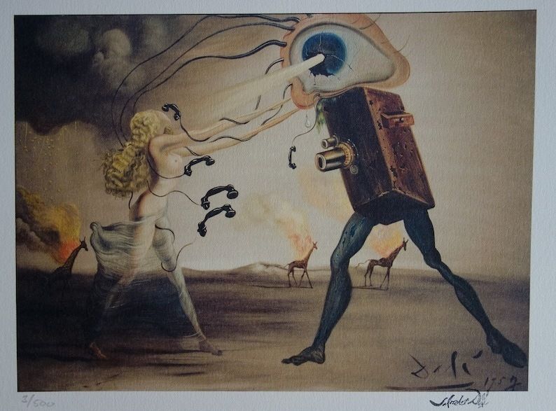 Fine Surrealist Limited Edition Print, Burning Giraffes, Salvador Dali, Signed & Numbered In Pencil