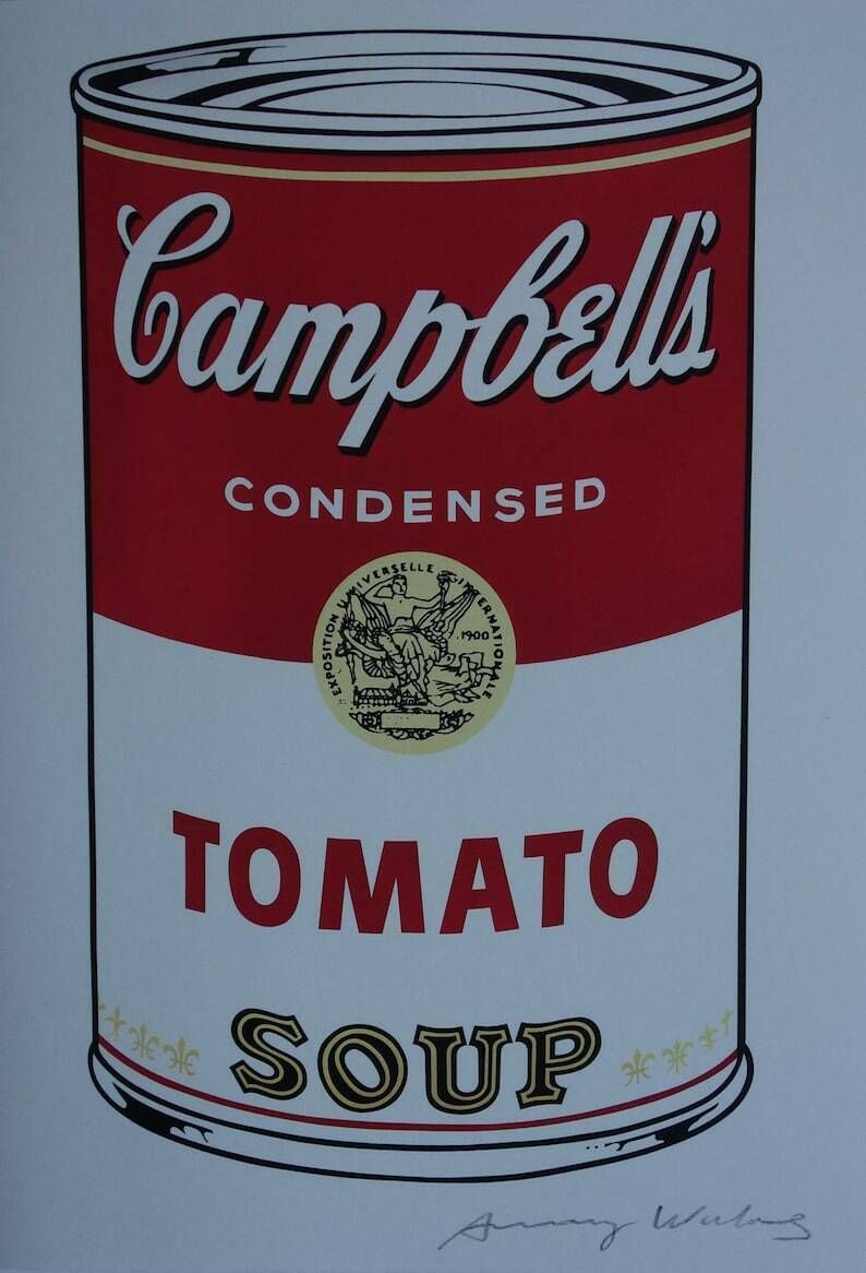 Fine Pop Art Limited Edition Print – Campbell’s Soup Can, Andy Warhol, Hand Signed & Numbered, With Estate Stamp photo furniture