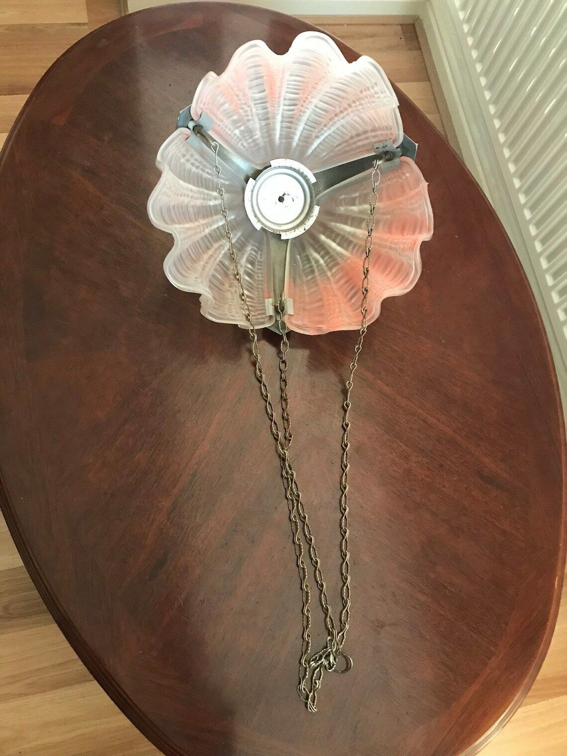 Original Art Deco Ceiling Pendant Scallop Shell Light Shade/Chandelier C/W Chain.Superb photo furniture