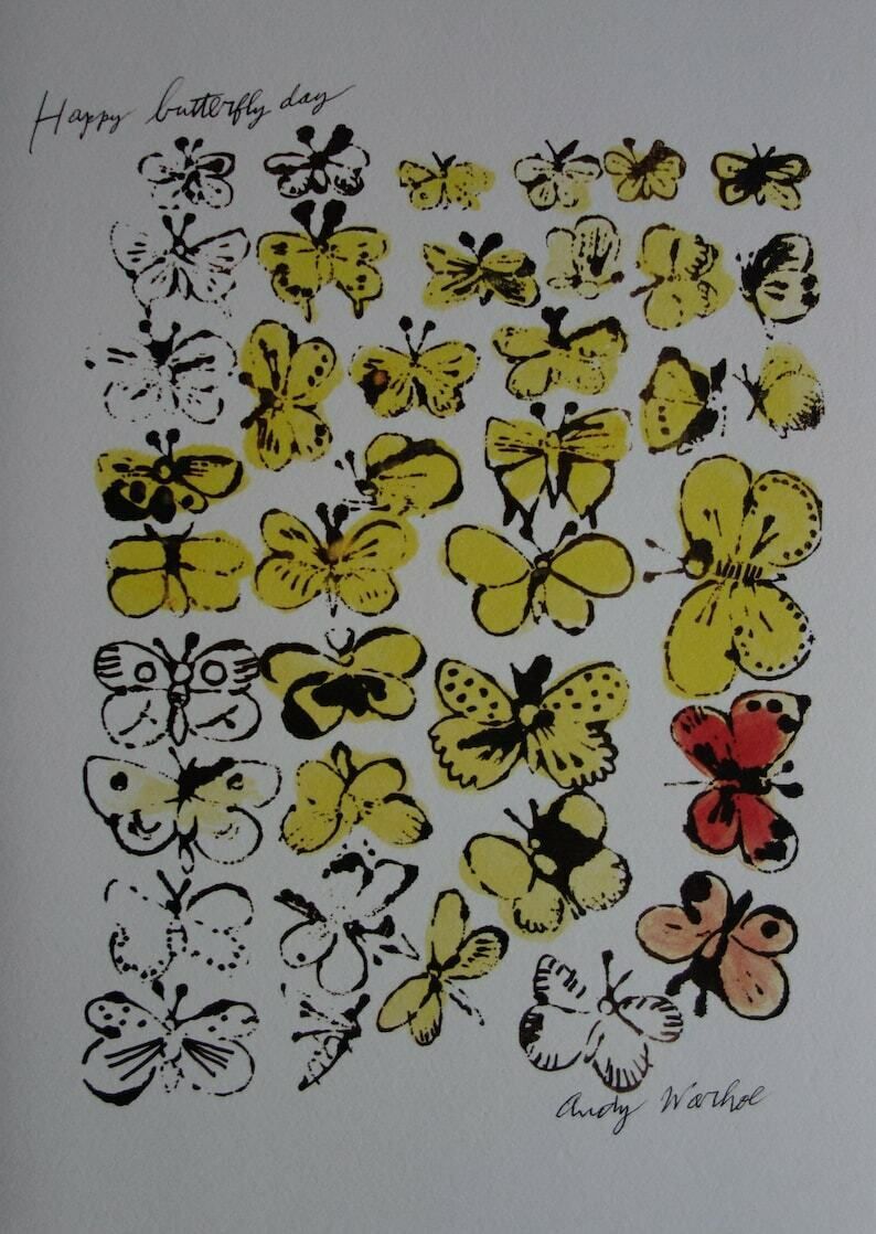 Fine Pop Art Limited Edition Print   Illustration Butterflies, Andy Warhol, Signed & Numbered