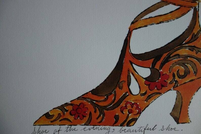 Fine Pop Art Limited Edition Illustration Print   Shoe, Andy Warhol, Signed & Stamped With Estate Stamp photo furniture