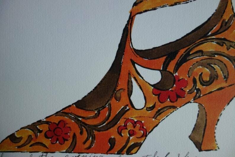 Fine Pop Art Limited Edition Illustration Print   Shoe, Andy Warhol, Signed & Stamped With Estate Stamp photo Art
