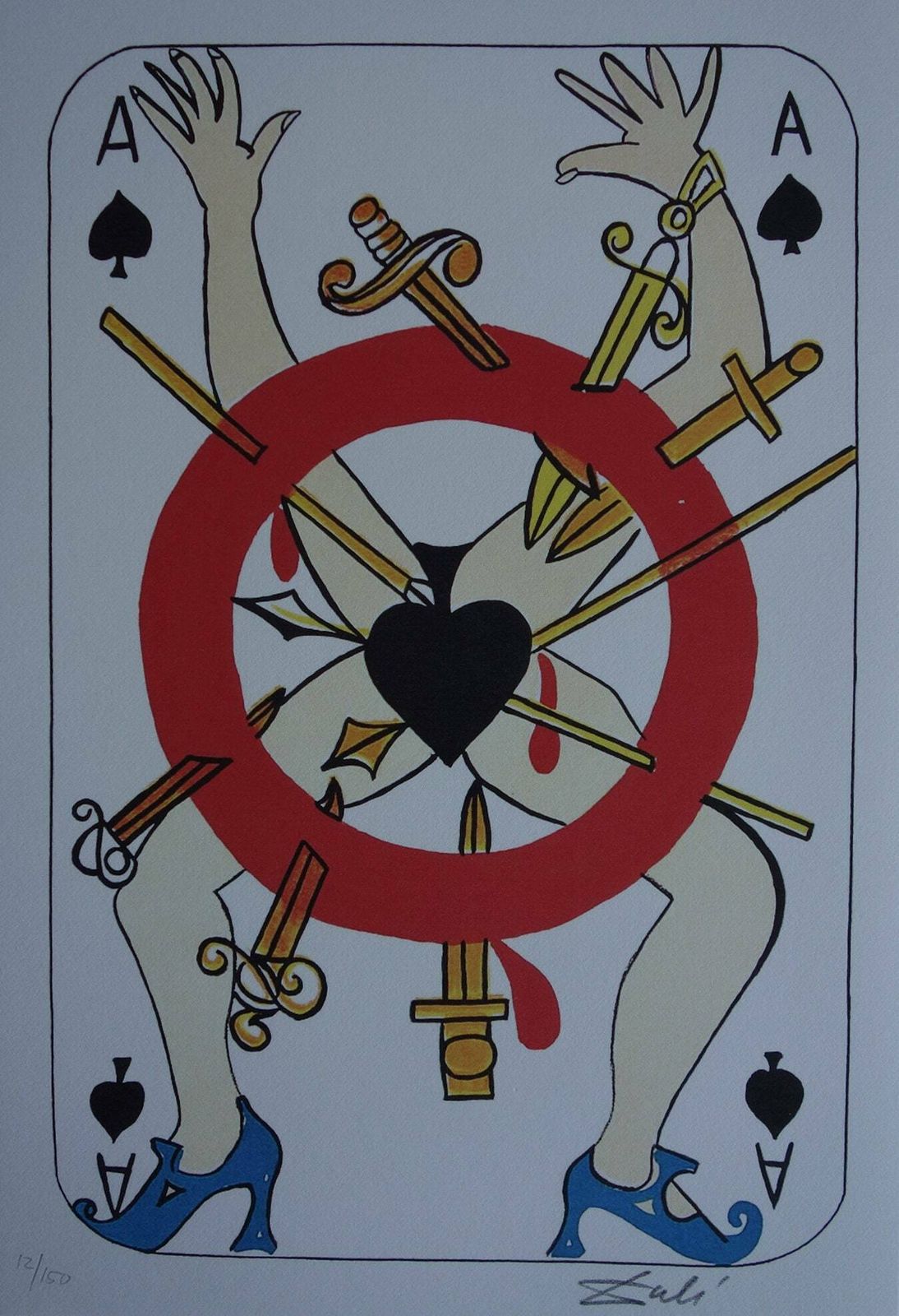 Fine Surrealist Limited Edition Print, Surreal Playing Cards   Ace, Salvador Dali, Signed & Numbered In Pencil photo vinterior