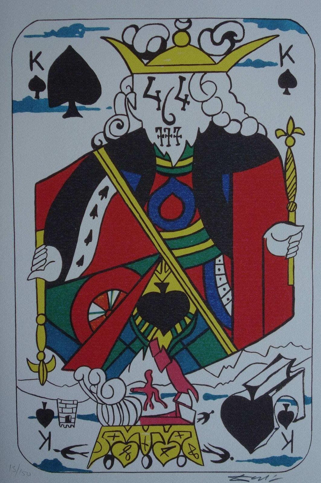 Fine Surrealist Limited Edition Print, Surreal Playing Cards   King   Spades, Salvador Dali, Signed & Numbered In Pencil