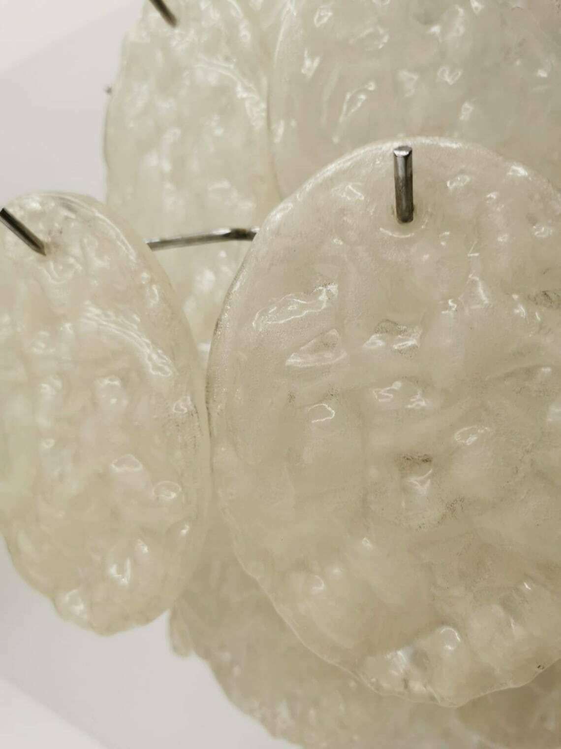 Gelo Italian Lucite Chandelier Sculptural Textured Discs   Ice Glass 1960s photo vintage