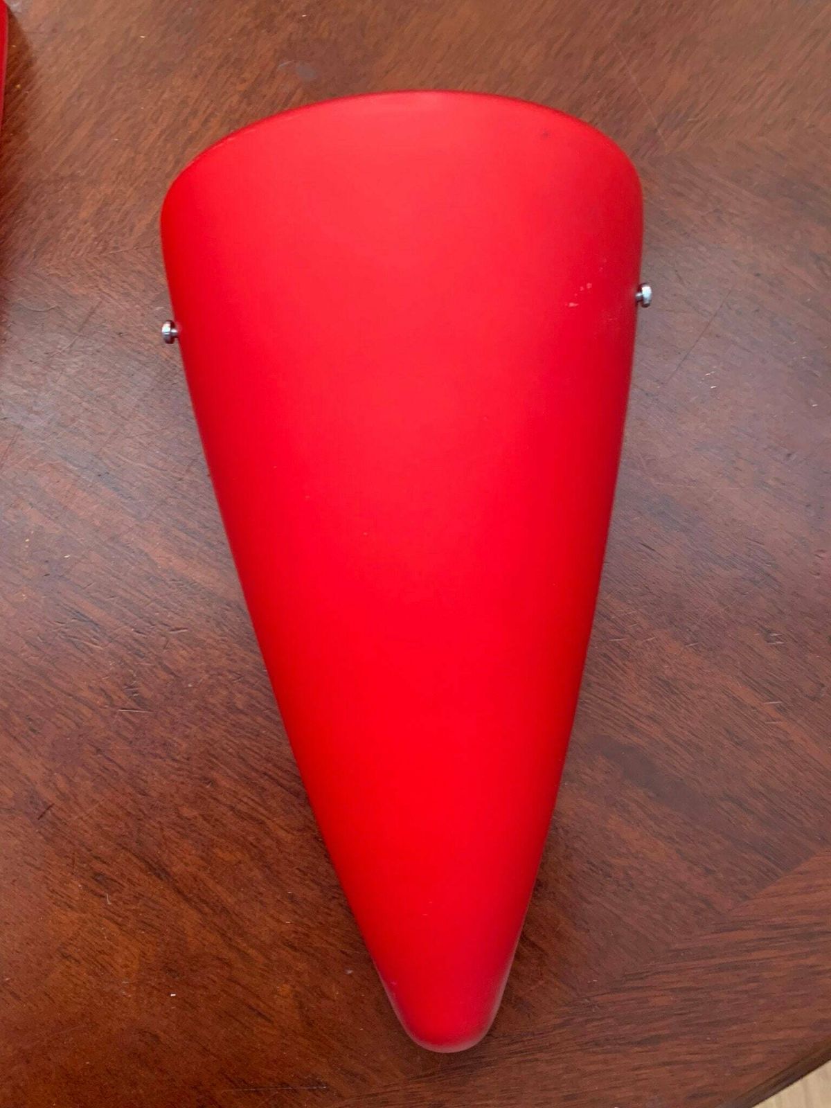 Original Vintage Trio Of Vianne Mcm Satin Glass Odeon Wall Lights/Sconces In Crimson Red photo vinterior