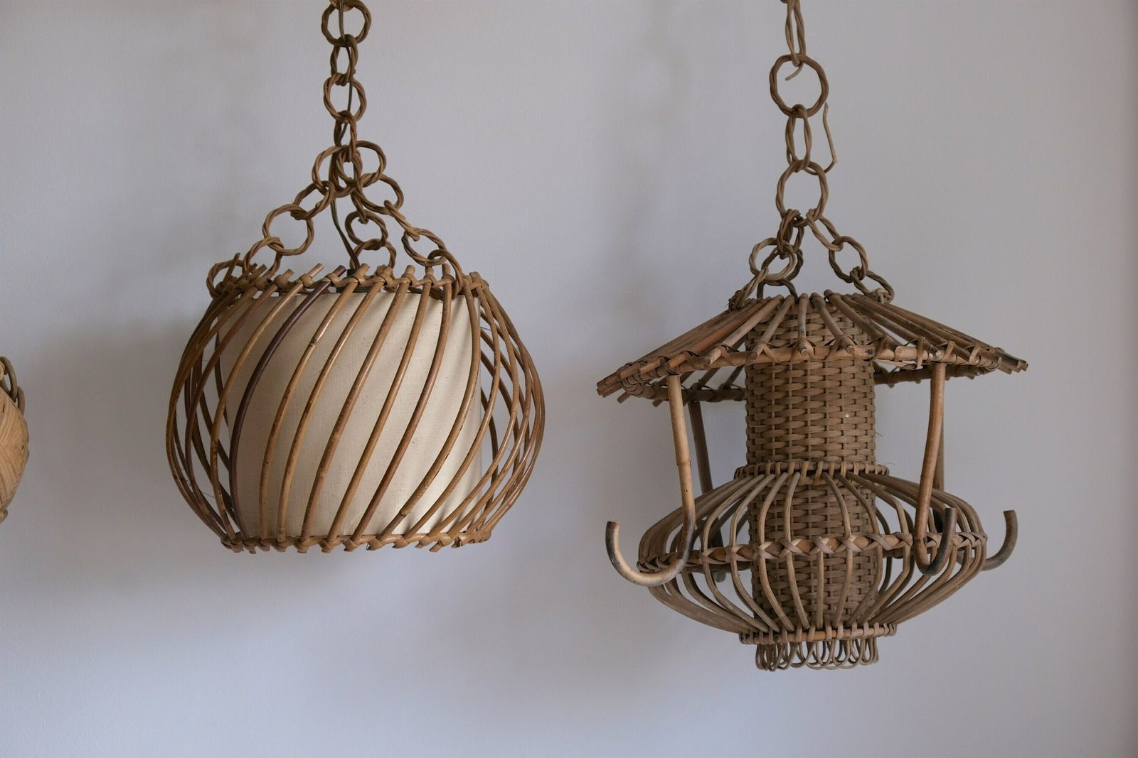 Vintage Rattan Light Shade, Vintage Wicker Shade, Midcentury Shade, Petal Light Shade photo 150.0